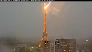 Eiffel Tower struck by lightning